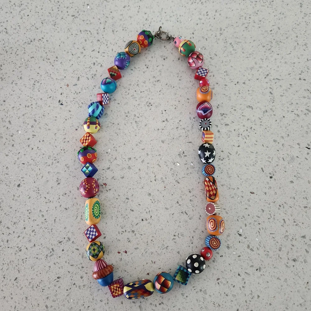 Karyn Kozak Polymer Clay Multicolor Handcrafted Beaded Women’s Necklace - Picture 4 of 15